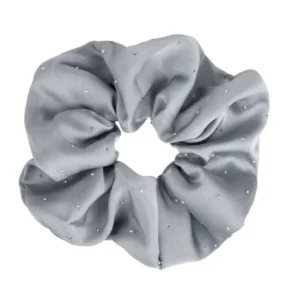 Скрънчи за коса с малки кристали, цвят светло сив