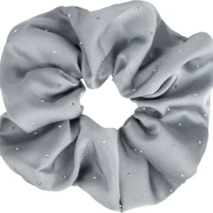 Скрънчи за коса с малки кристали, цвят светло сив