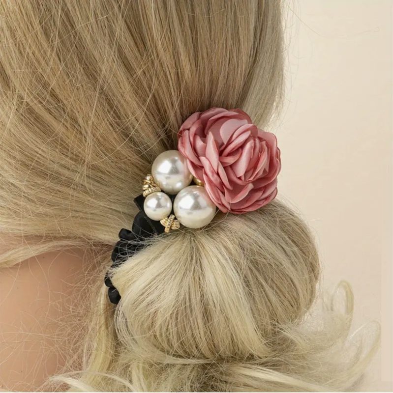 Ластик за коса с цветя, перли и злато